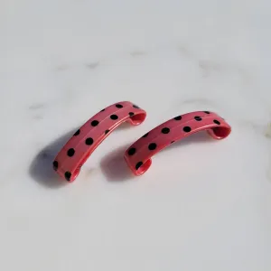 Vintage French Mini Polka Dot Hair Barrettes (Set of Two)