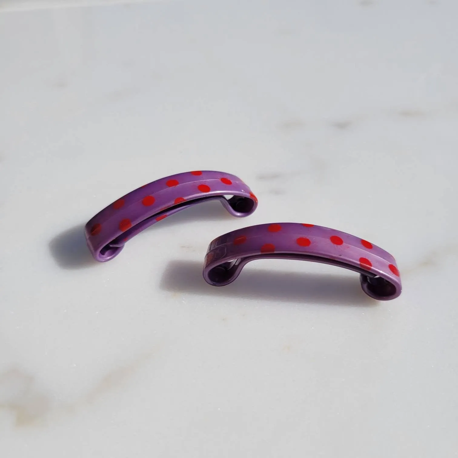 Vintage French Mini Polka Dot Hair Barrettes (Set of Two)
