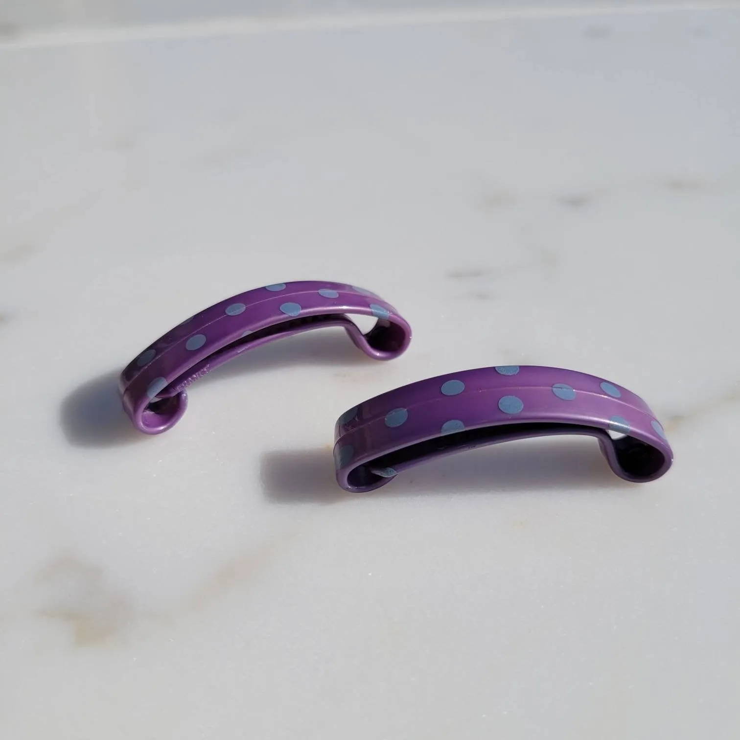 Vintage French Mini Polka Dot Hair Barrettes (Set of Two)