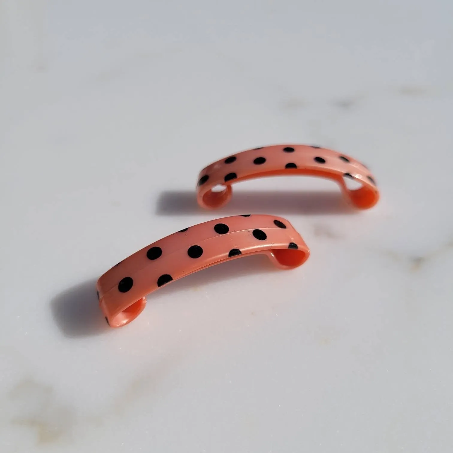 Vintage French Mini Polka Dot Hair Barrettes (Set of Two)