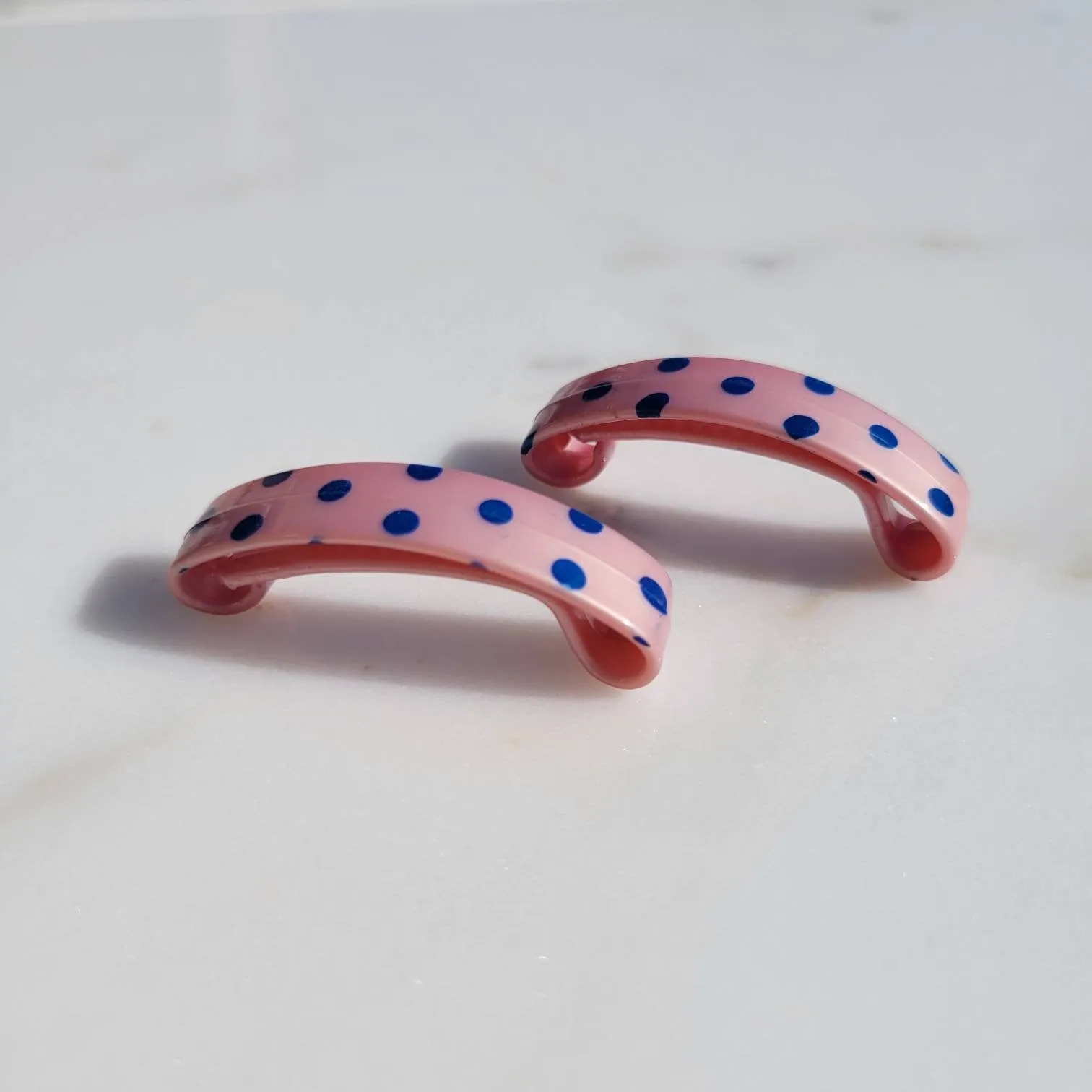 Vintage French Mini Polka Dot Hair Barrettes (Set of Two)
