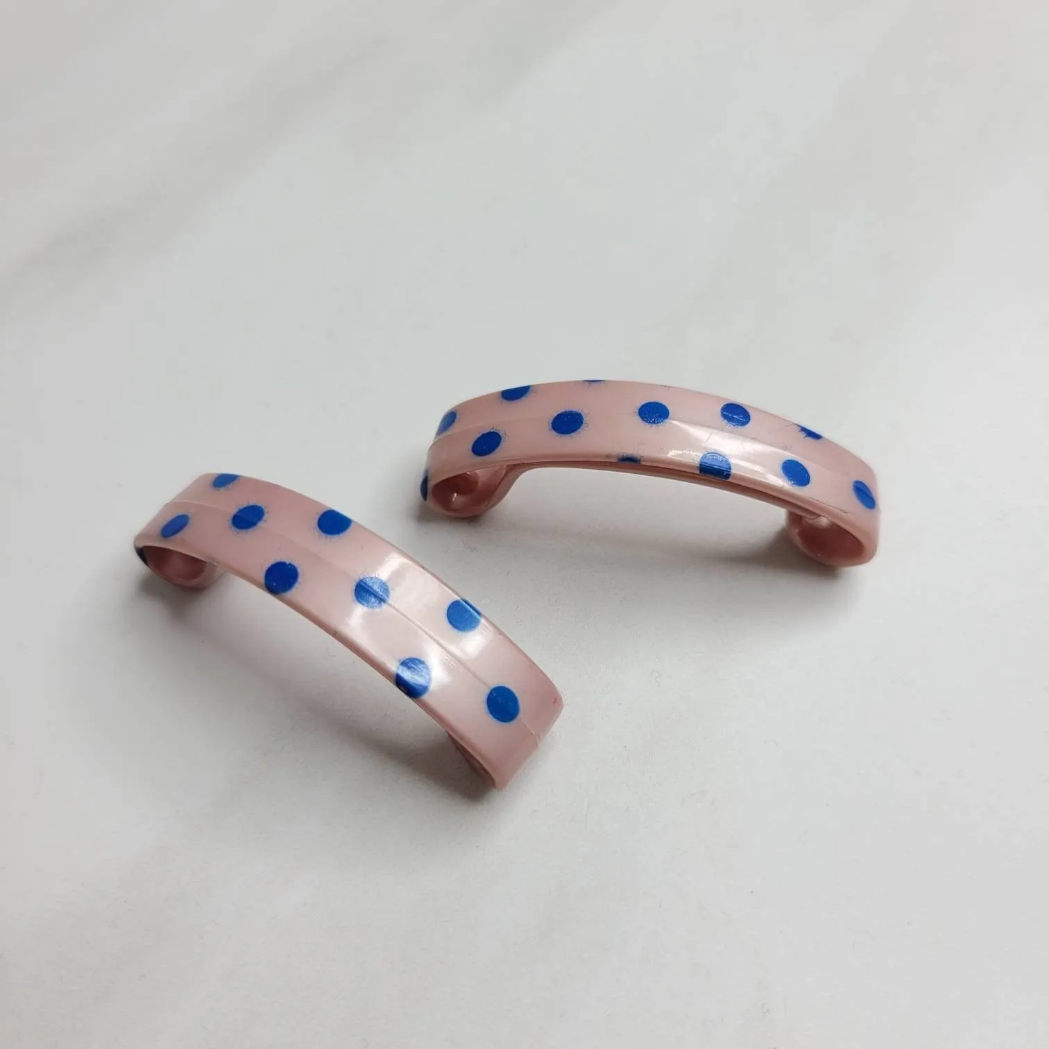 Vintage French Mini Polka Dot Hair Barrettes (Set of Two)