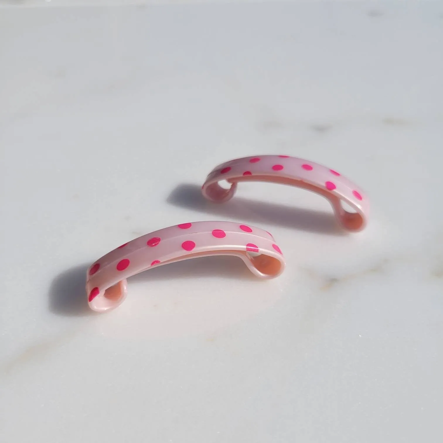 Vintage French Mini Polka Dot Hair Barrettes (Set of Two)