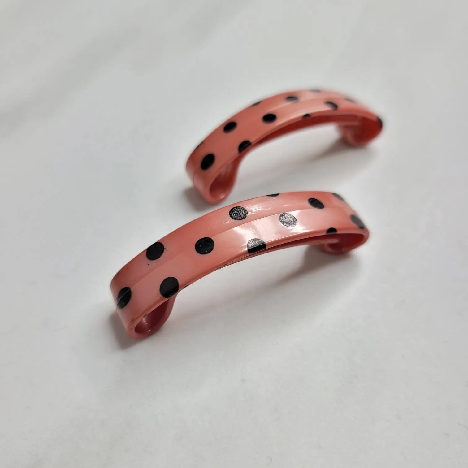 Vintage French Mini Polka Dot Hair Barrettes (Set of Two)