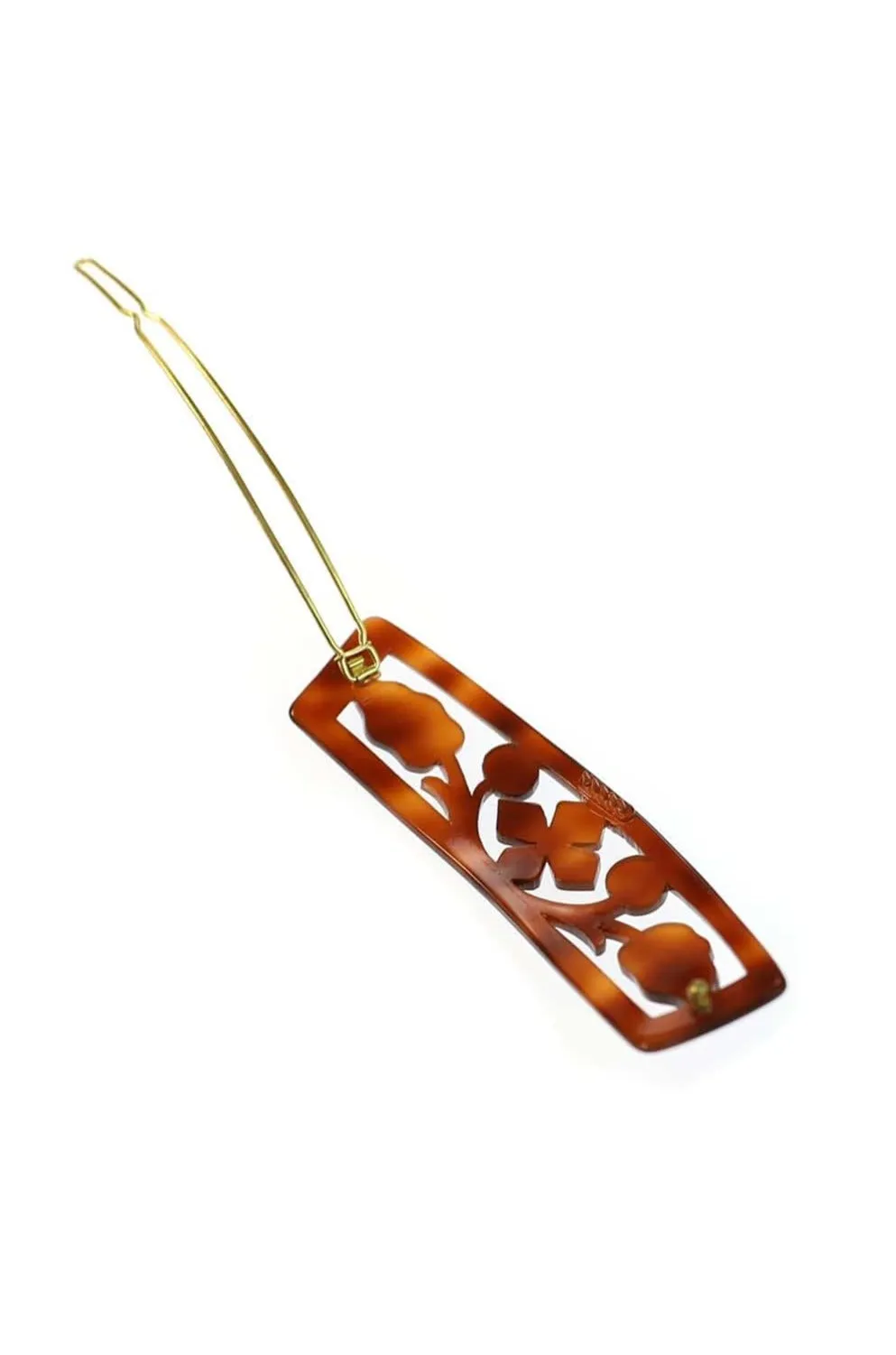 Vintage French Tortoise Shell Enclosed Leaf Hair Barrette