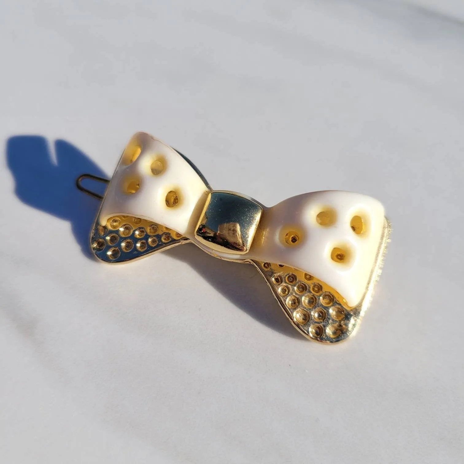 Vintage Italian Mini Holes Bow Hair Barrette