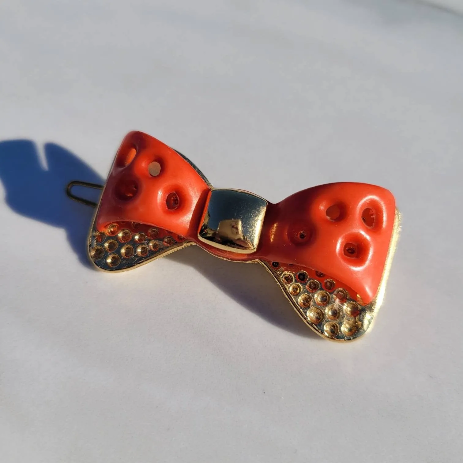 Vintage Italian Mini Holes Bow Hair Barrette