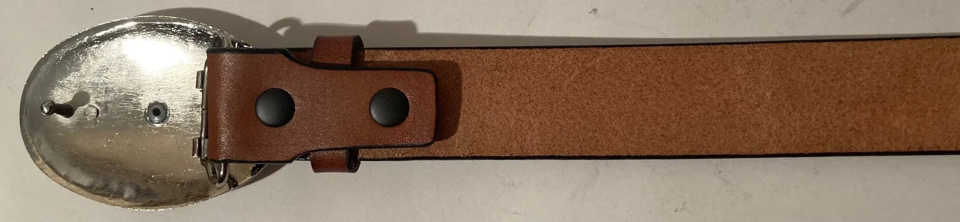 Vintage Metal Belt Buckle and Leather Belt, Wrangler, Size 19 to 24, Made in Mexico, Country & Western, Western Wear, Quality, Fashion, Belt