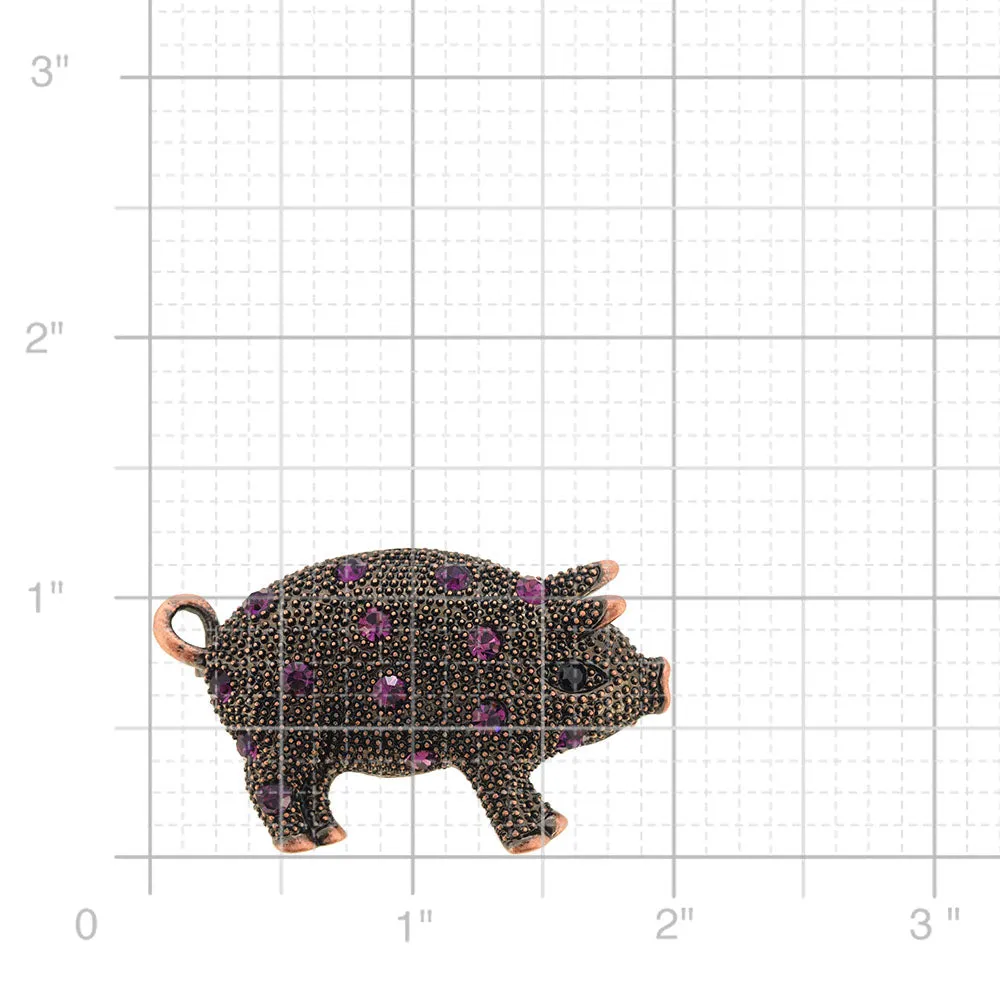 Vintage Style Amethyst Purple Pig Pin Brooch