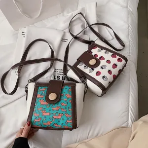 Vintage Women PU Leather Printing Shoulder Crossbody Bags Female Travel Messenger Bag Casual Ladies Small Handbags Purse
