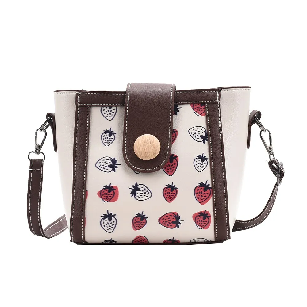 Vintage Women PU Leather Printing Shoulder Crossbody Bags Female Travel Messenger Bag Casual Ladies Small Handbags Purse