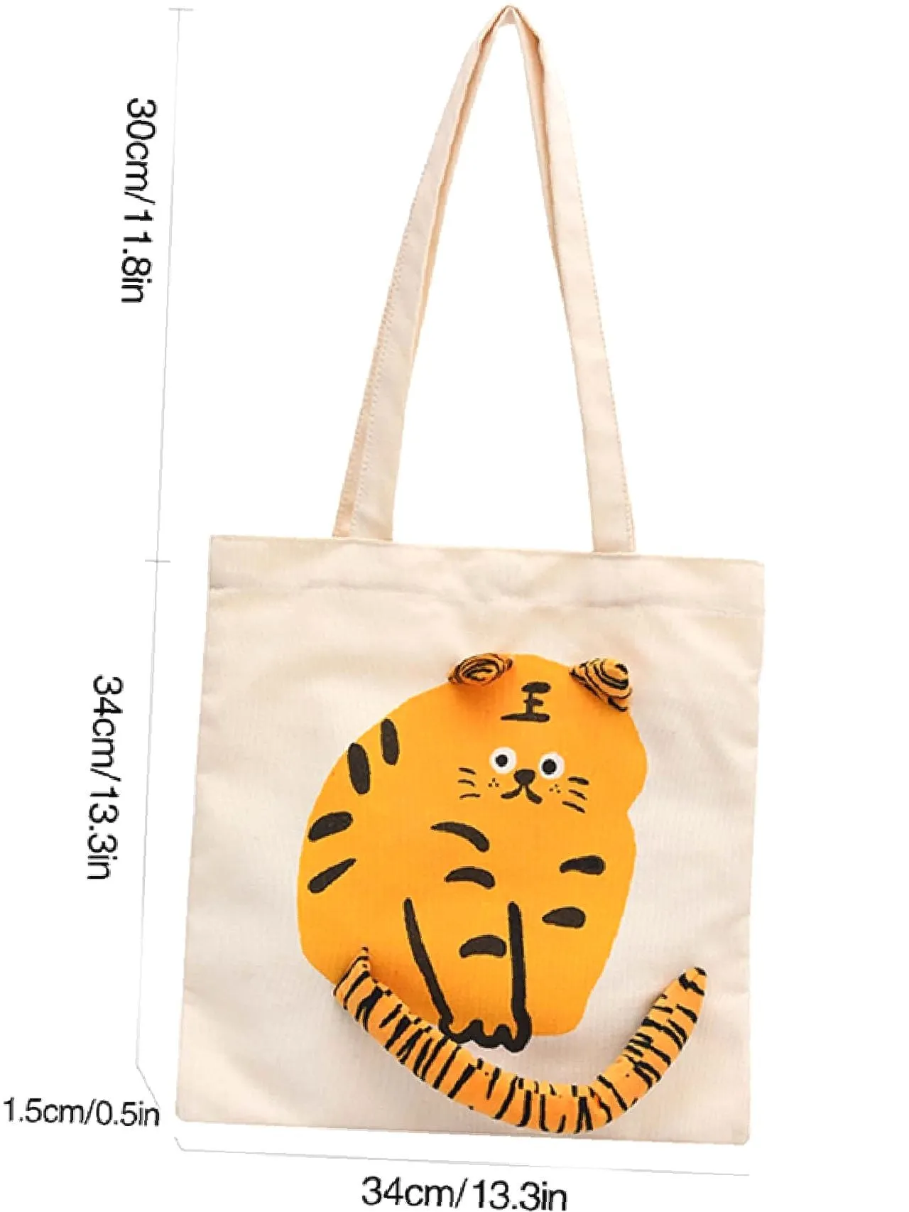 Vvsha Cartoon Tiger Graphic Shopper Bag   Women Tote Bags