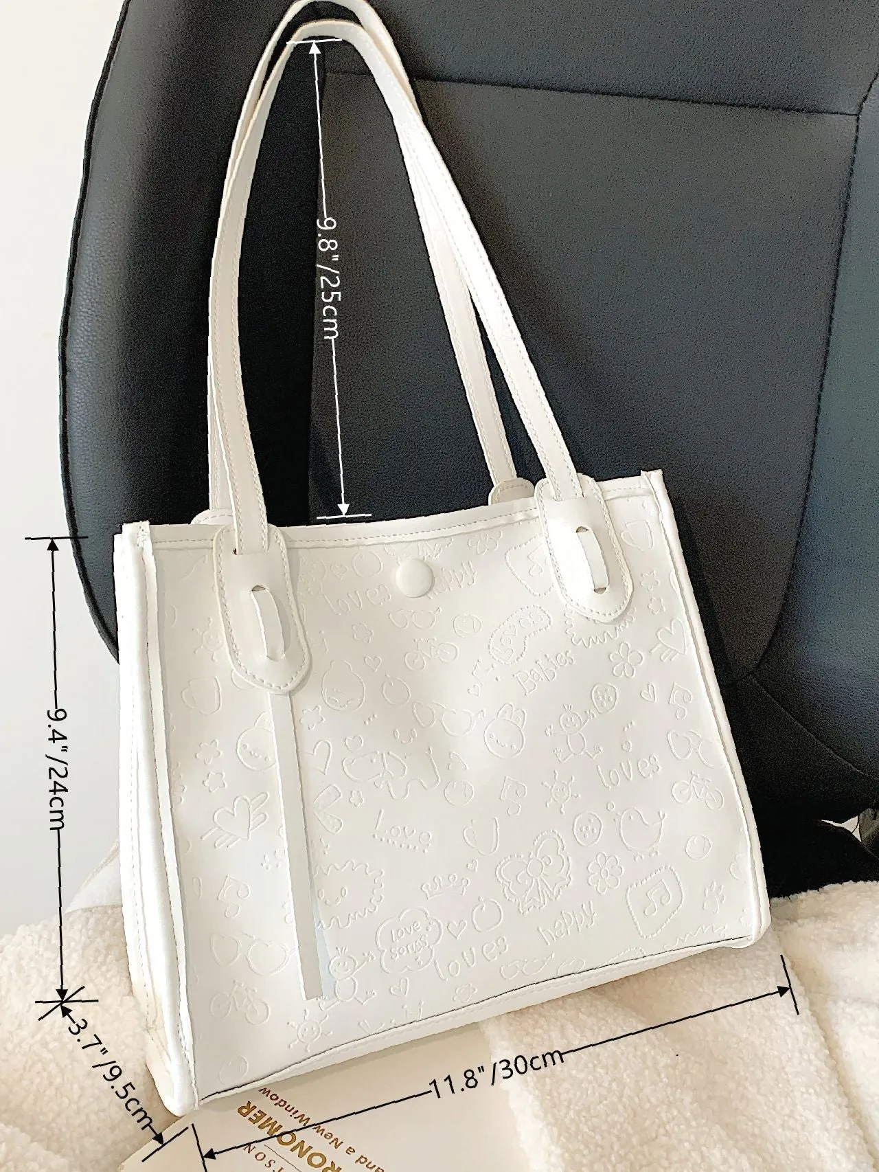 Vvsha Minimalist Cartoon Graphic Shoulder Tote Bag   Women Tote Bags