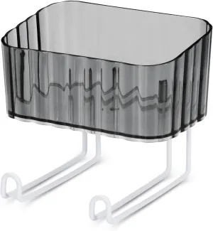 Wall Mount Headband Holder Hair Accessories Organizer, Self Adhesive Scrunchie Holder with Clear Acrylic Caddy for Bows, Ties, Clips, Pins, Claw Clip,Clear Grey