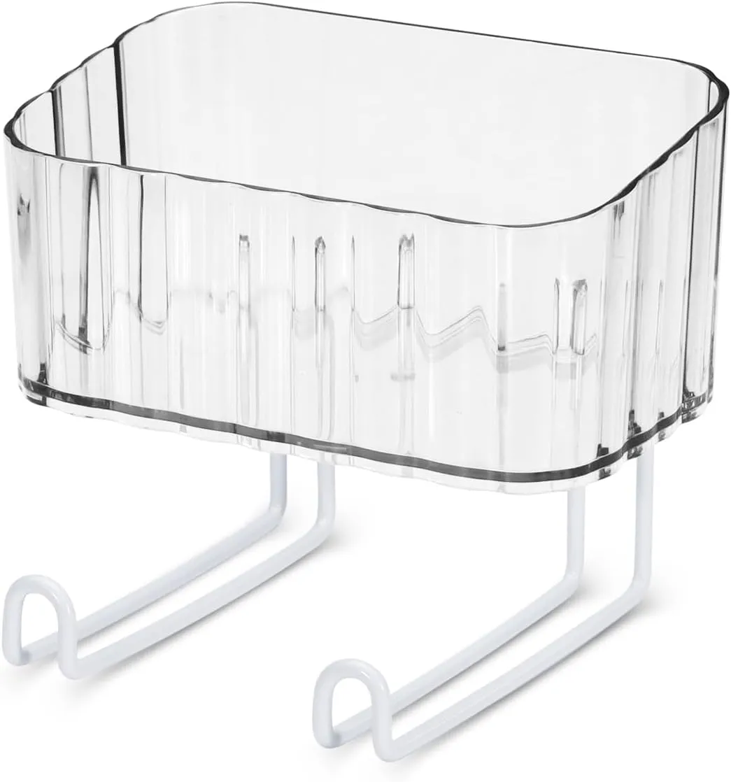 Wall Mount Headband Holder Hair Accessories Organizer, Self Adhesive Scrunchie Holder with Clear Acrylic Caddy for Bows, Ties, Clips, Pins, Claw Clip,Clear