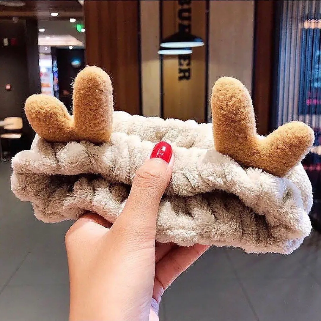 Wash Face Hair Holder Hairbands Soft Warm Coral Fleece Bow Ears Fashion Headband