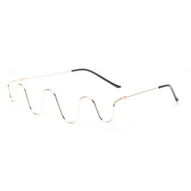 Wave Shape Half Metal Frame Glasses