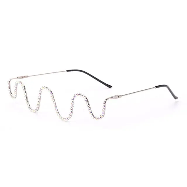 Wave Shape Half Metal Frame Glasses