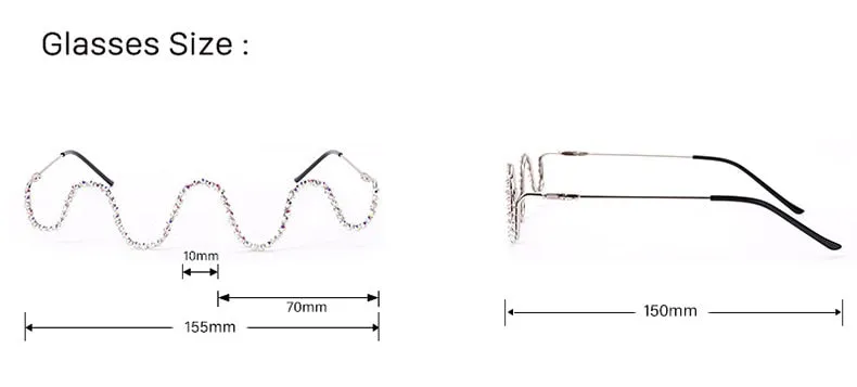 Wave Shape Half Metal Frame Glasses