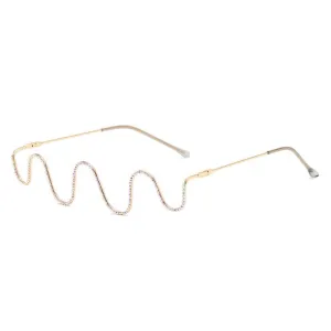 Wave Shape Half Metal Frame Glasses