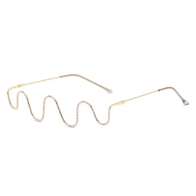 Wave Shape Half Metal Frame Glasses