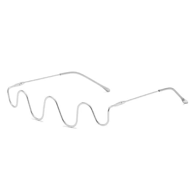 Wave Shape Half Metal Frame Glasses