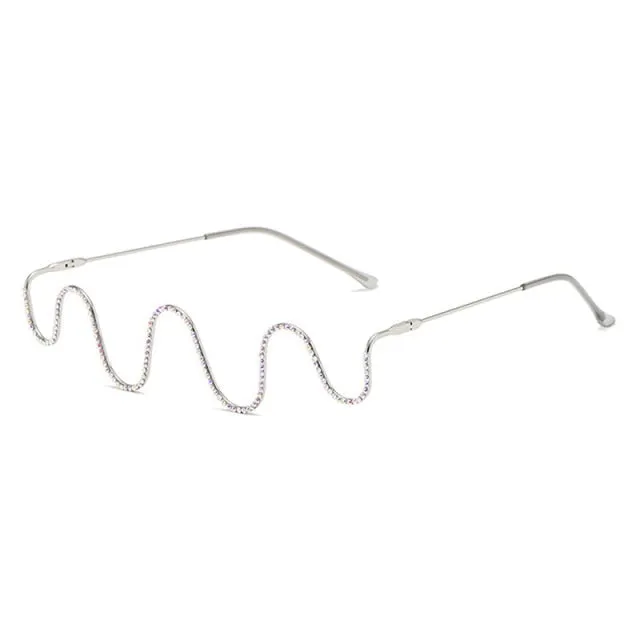 Wave Shape Half Metal Frame Glasses