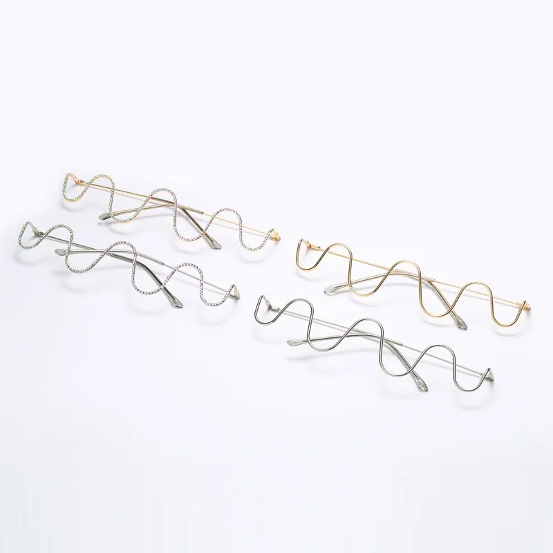 Wave Shape Half Metal Frame Glasses