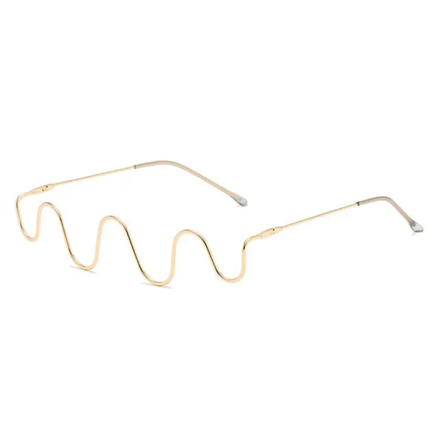 Wave Shape Half Metal Frame Glasses