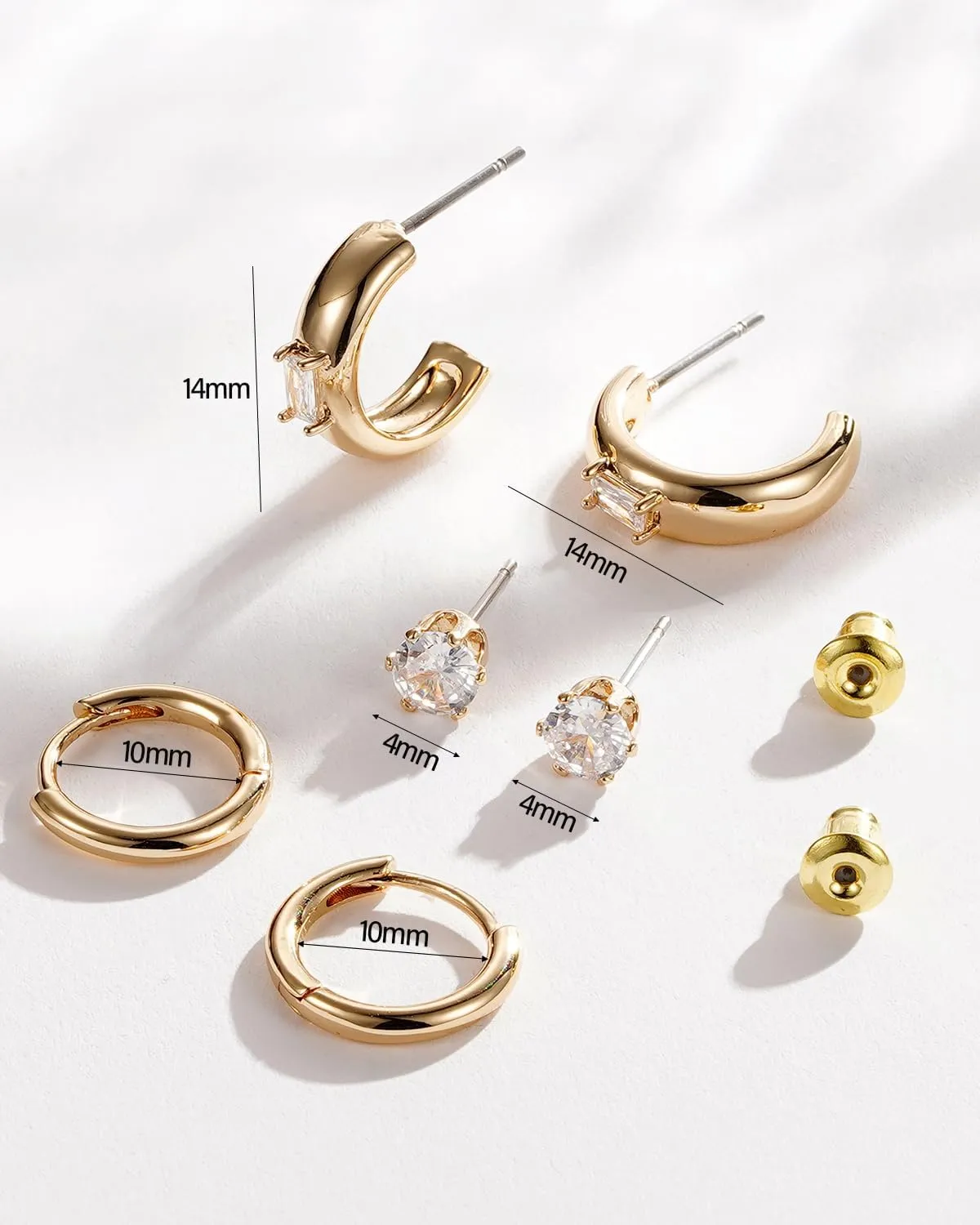 WEDDINEN 925 Sterling Silver Small Hoop Earrings for Women 18K Gold Plated Cubic Zirconia Huggie Hoop Earrings Dainty Hypoallergenic Earrings