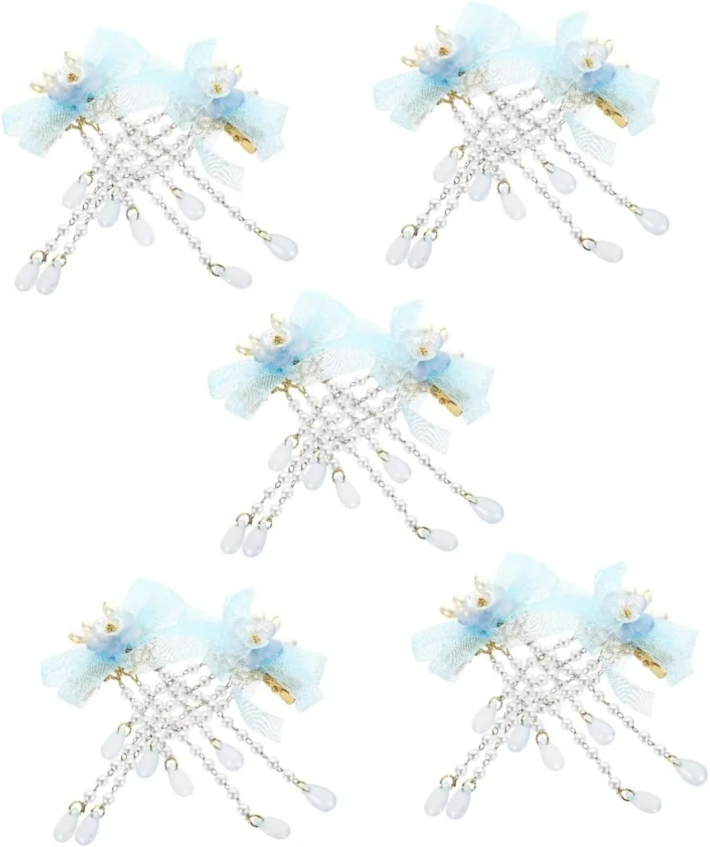 Wedding Headwear,10 Pcs Tassel Flower Hair Clip Flower Hair Barrettes Flower Pearl