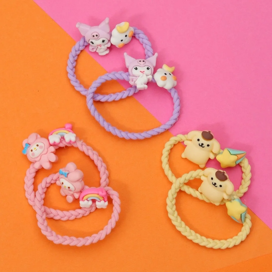 Whimsical Critters: Adorable Animal-Themed Braided Hair Tie Set for Kids- Pack of 6