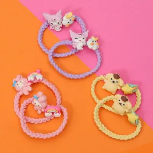 Whimsical Critters: Adorable Animal-Themed Braided Hair Tie Set for Kids- Pack of 6