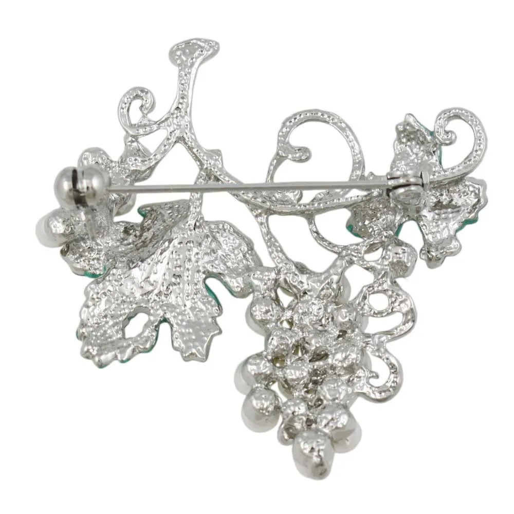 White Pearl Grapes on the Vine Brooch Pin - PP034