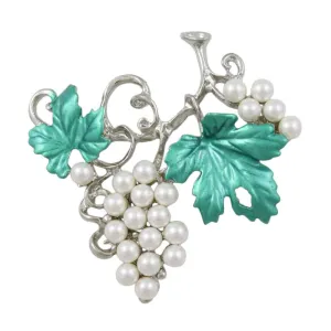 White Pearl Grapes on the Vine Brooch Pin - PP034