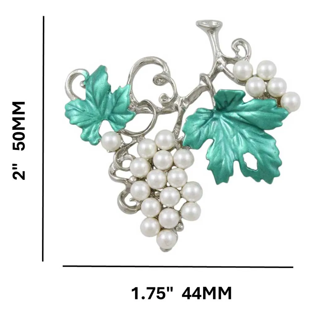 White Pearl Grapes on the Vine Brooch Pin - PP034