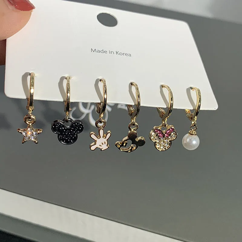 Wholesale asymmetrical cartoon alloy stud earrings 6 piece set JDC-ES-Xings001