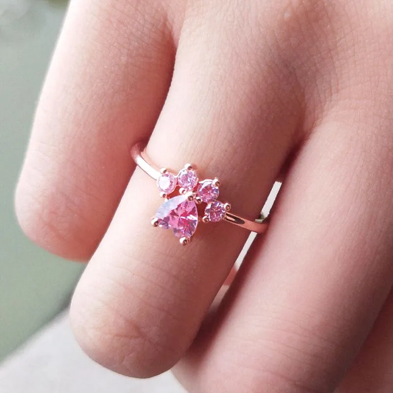 Wholesale Cartoon Cat's Claw Adjustable Copper Rings