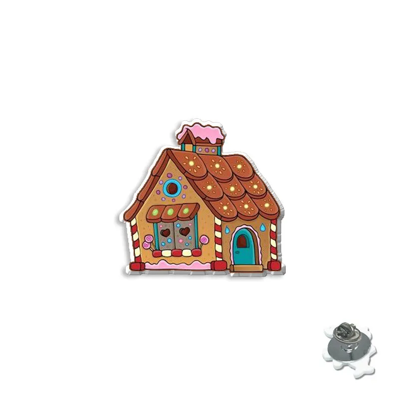 Wholesale Cartoon Christmas Series Brooches Christmas House Badges