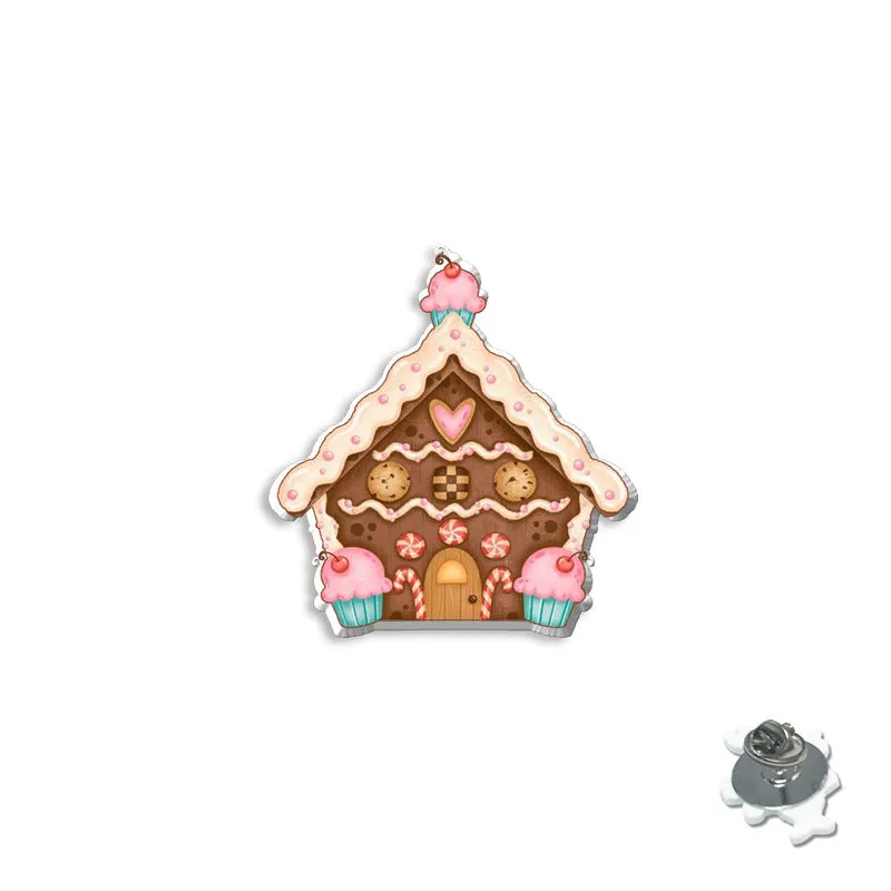 Wholesale Cartoon Christmas Series Brooches Christmas House Badges