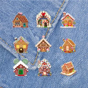 Wholesale Cartoon Christmas Series Brooches Christmas House Badges