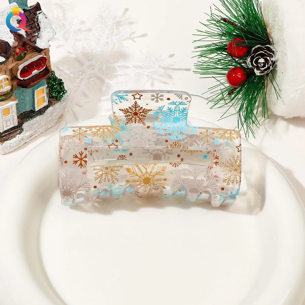 Wholesale Christmas Cartoon Print Hair Clips