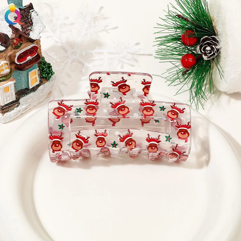 Wholesale Christmas Cartoon Print Hair Clips