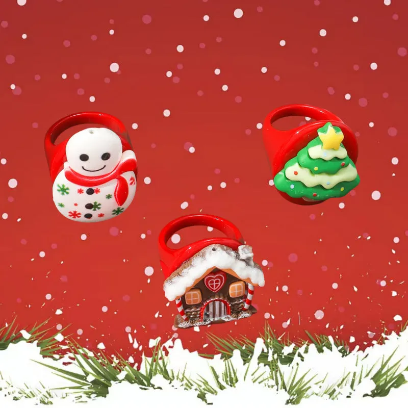 Wholesale Christmas Cute Cartoon Resin Rings