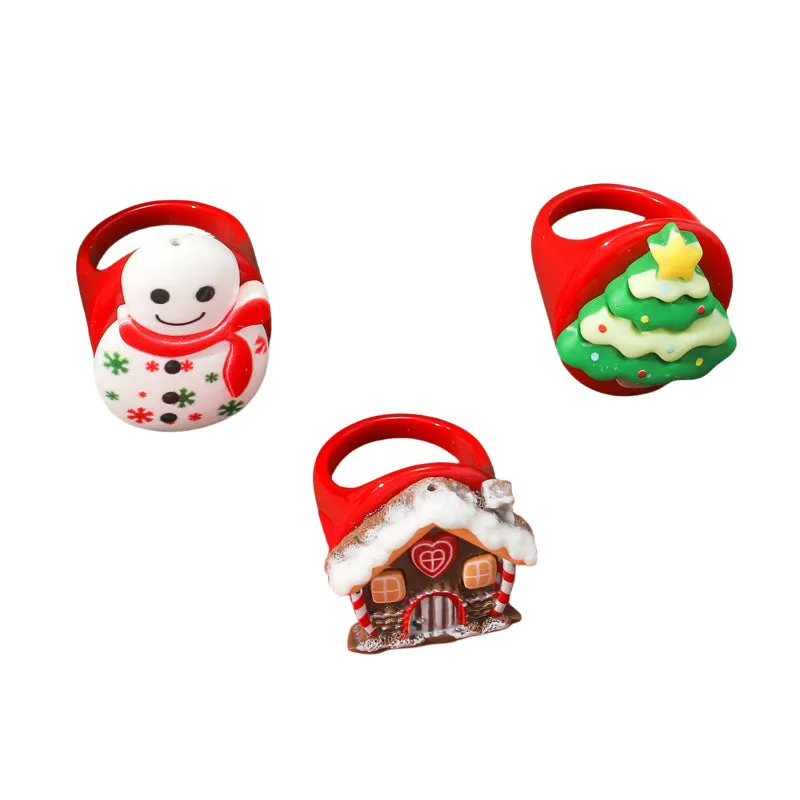 Wholesale Christmas Cute Cartoon Resin Rings