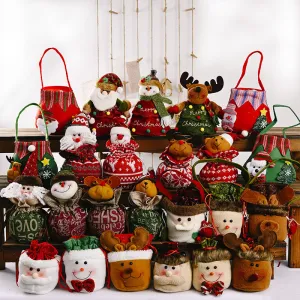 Wholesale Christmas Decorations Cartoon Fabric Tote Bags Gift Bags
