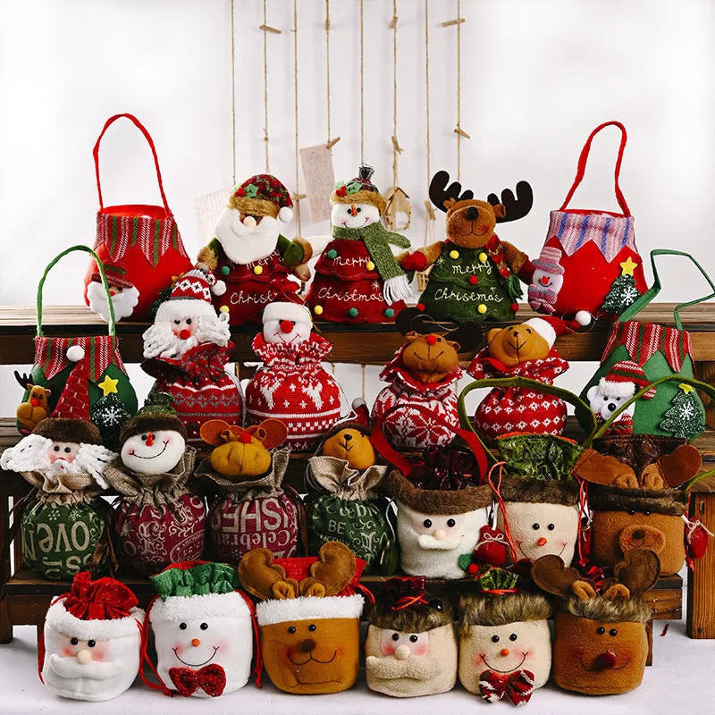Wholesale Christmas Decorations Cartoon Fabric Tote Bags Gift Bags