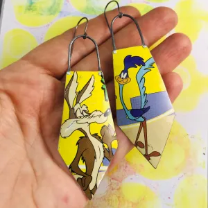 Wile E. Coyote & Roadrunner Recycled Tin Earrings