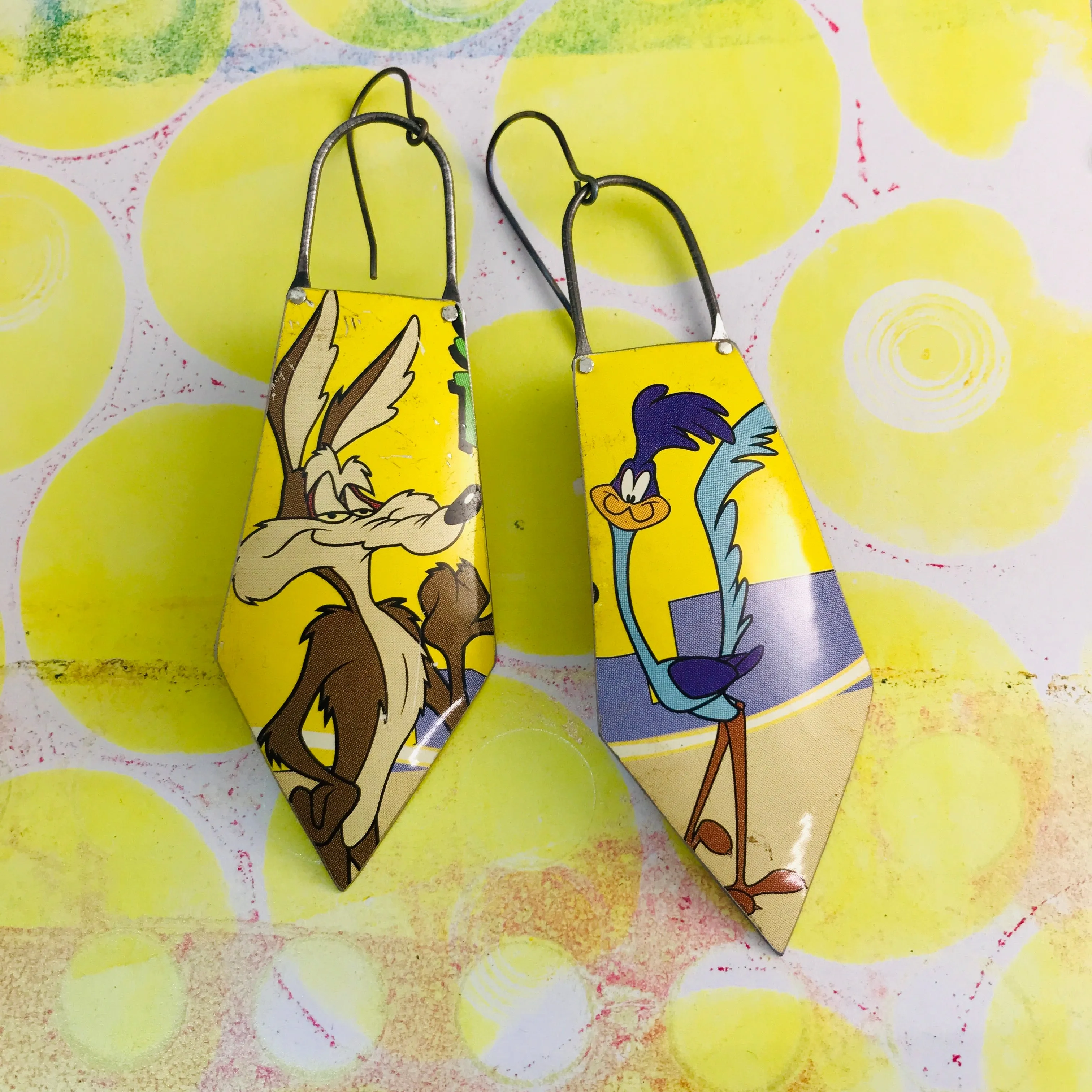 Wile E. Coyote & Roadrunner Recycled Tin Earrings
