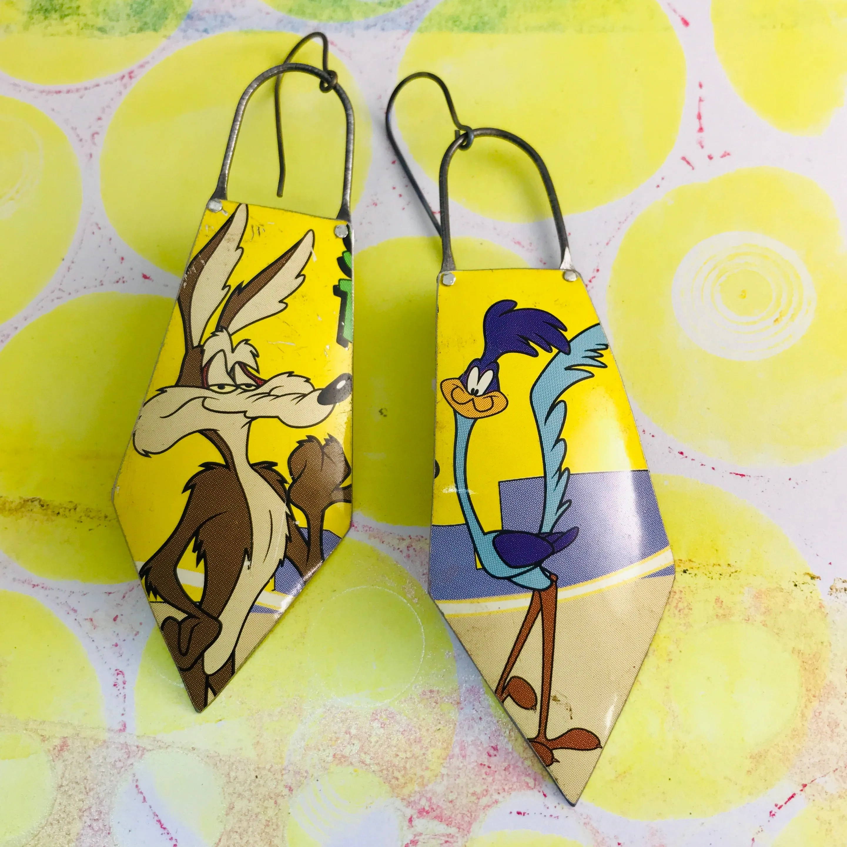 Wile E. Coyote & Roadrunner Recycled Tin Earrings